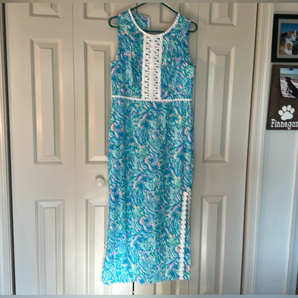 Lilly Pulitzer “Coral of the story” stretch shift maxi dress